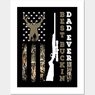 Best Buckin' Dad Ever Deer Hunter Gift For Men Father day Posters and Art